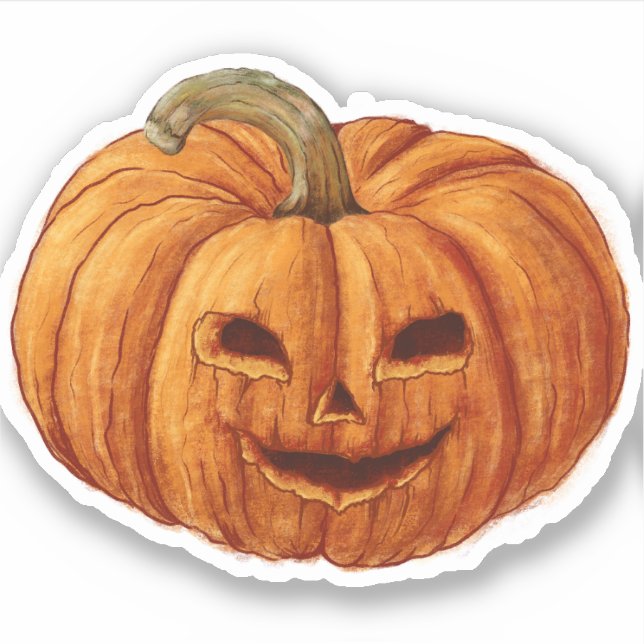 Pegatina Calabaza naranja alegre (Anverso)