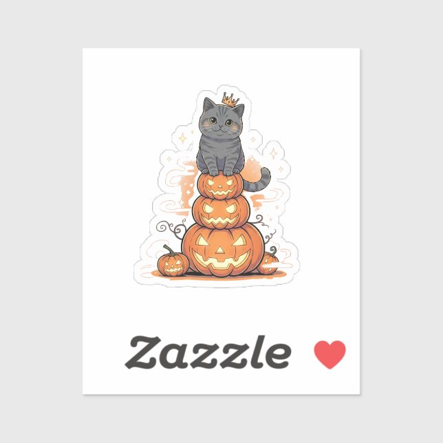 Pegatina Calabaza Rey Brit - Regente British Shorthair (Hoja)