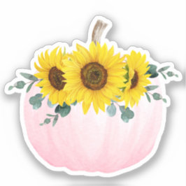 Pegatina Calabaza rosa y girasol