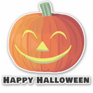 Pegatina Calabaza sonriente feliz de Halloween