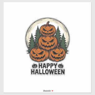 Pegatina Calabaza Vintage Halloween Jack O Linterna Bosque