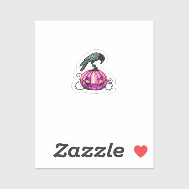 Pegatina Calabaza y cuervo de Halloween gótico (Hoja)