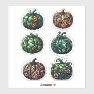Pegatina Calabazas de bomba verdes y de estampado de tigre 