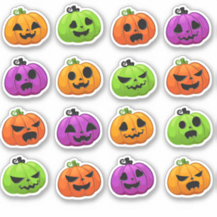 Pegatina Calabazas de Halloween coloridas