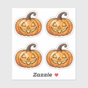 Pegatina Calabazas de Halloween de dibujos animados naranja
