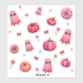 Pegatina Calabazas de Halloween rosadas