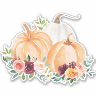 Pegatina Calabazas de otoño y flores boho