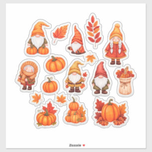 Pegatina Calabazas de Otoño y Hojas Diseño de Decoración Ot