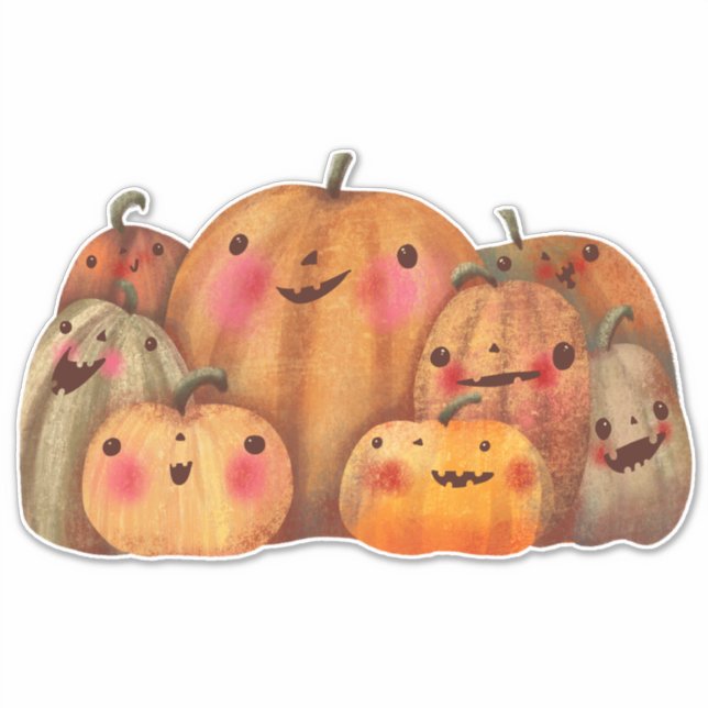 Pegatina Calabazas felices - Halloween lindo (Anverso)