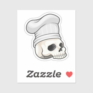 Pegatina Calavera como cocinar con el gorra del chef