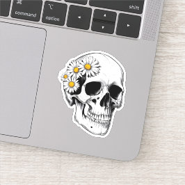 Pegatina Calavera con daisies