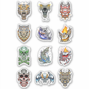 Pegatina Calavera cromada