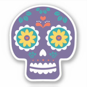 Pegatina Calavera de azúcar en arte mexicano