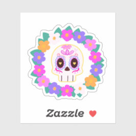 Pegatina Calavera de azúcar floral