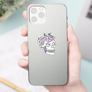 Pegatina Calavera de Azúcar Floral Púrpura Honra a Tus Ante