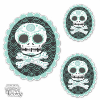 Pegatina Calavera de azúcar y corte de tatuajes de cameo