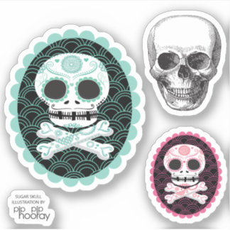 Pegatina Calavera de azúcar y corte de tatuajes de cameo