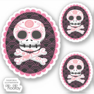 Pegatina Calavera de azúcar y corte de tatuajes de cameo