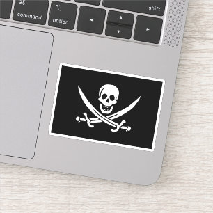 Pegatina Calavera de bandera pirata y espadas cruzadas Joll