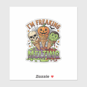 Pegatina Calavera de bomba de helado de Halloween me estoy 