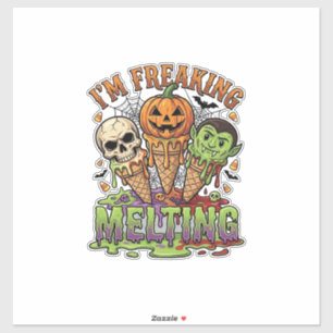 Pegatina Calavera de bomba de helado de Halloween me estoy 