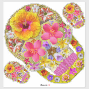 Pegatina Calavera de flores 4-Tropical
