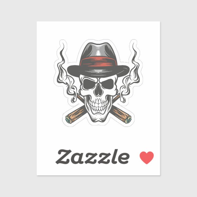 Pegatina Calavera de gánster con sombrero fedora (Hoja)