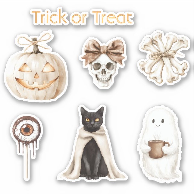 Pegatina Calavera de gato de Halloween Ojo de fantasma Cala (Anverso)
