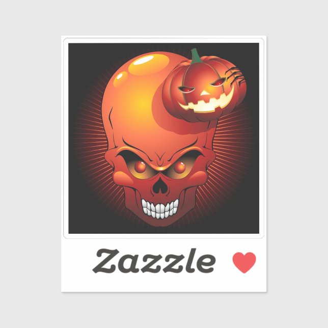 Pegatina Calavera de Halloween y calabaza (Hoja)