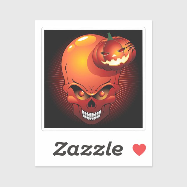 Pegatina Calavera de Halloween y calabaza (Hoja)