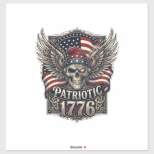 Pegatina Calavera de la libertad cibernética patriótica Fut