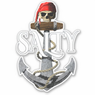 Pegatina Calavera De Pirata De Salty Y Anchor