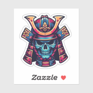 Pegatina Calavera de Samurai japonesa