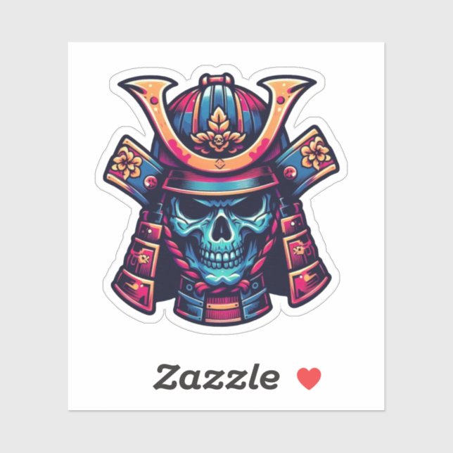 Pegatina Calavera de Samurai japonesa (Hoja)