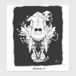Pegatina Calavera de tigre blanco y negro