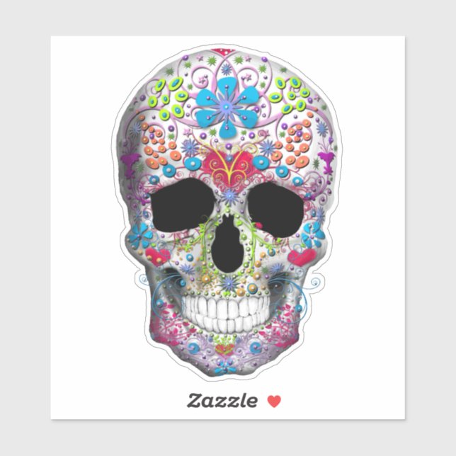 Pegatina Calavera decorada (Hoja)