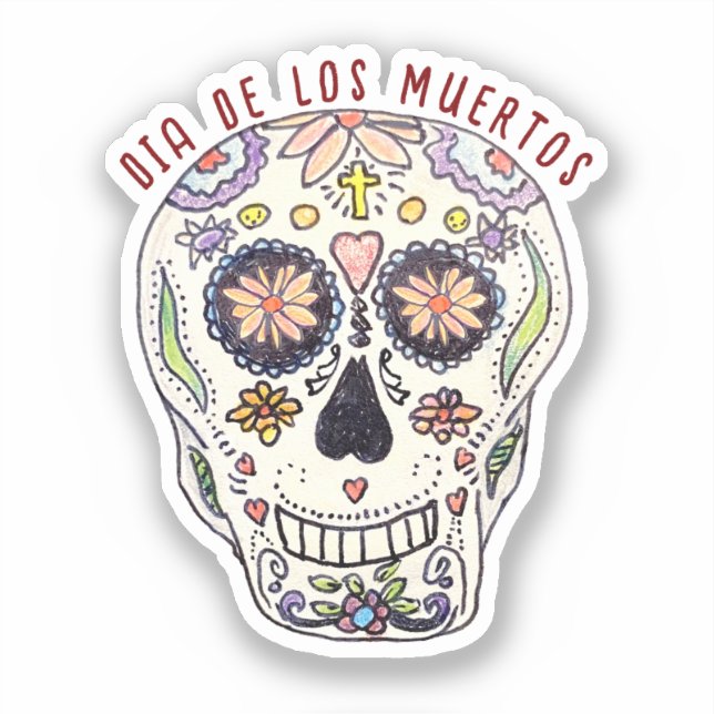 Pegatina Calavera Dia De Los Muertos (Anverso)