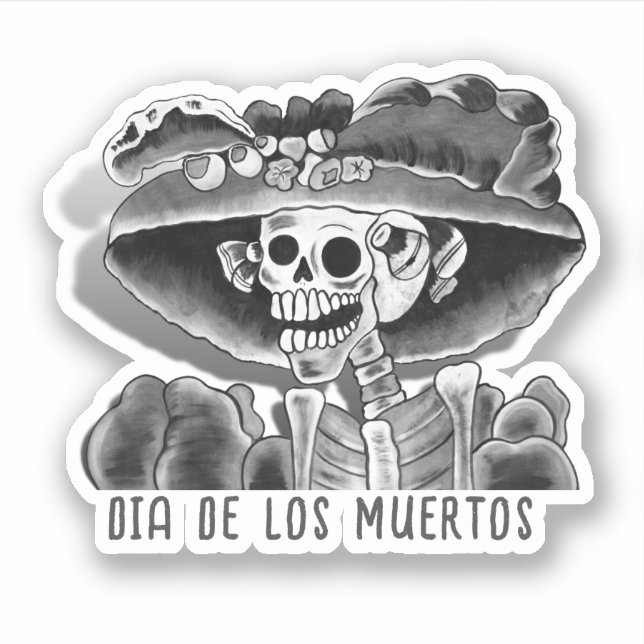 Pegatina Calavera Dia De Los Muertos (Anverso)