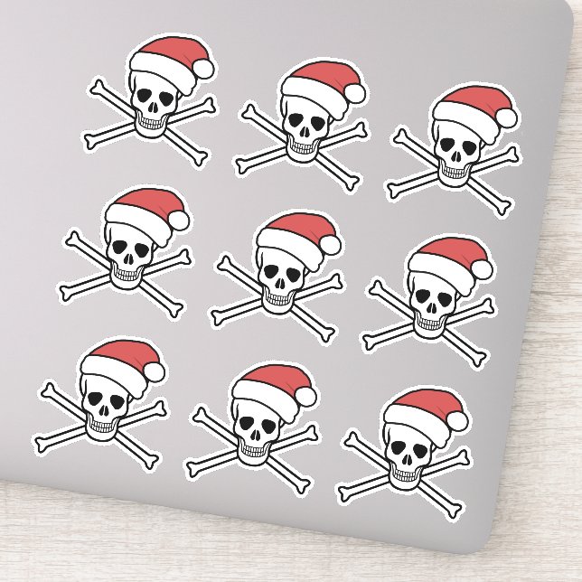 Pegatina Calavera envenenada de Jolly Roger y santa pirata  (Detalle)