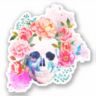 Pegatina Calavera floral