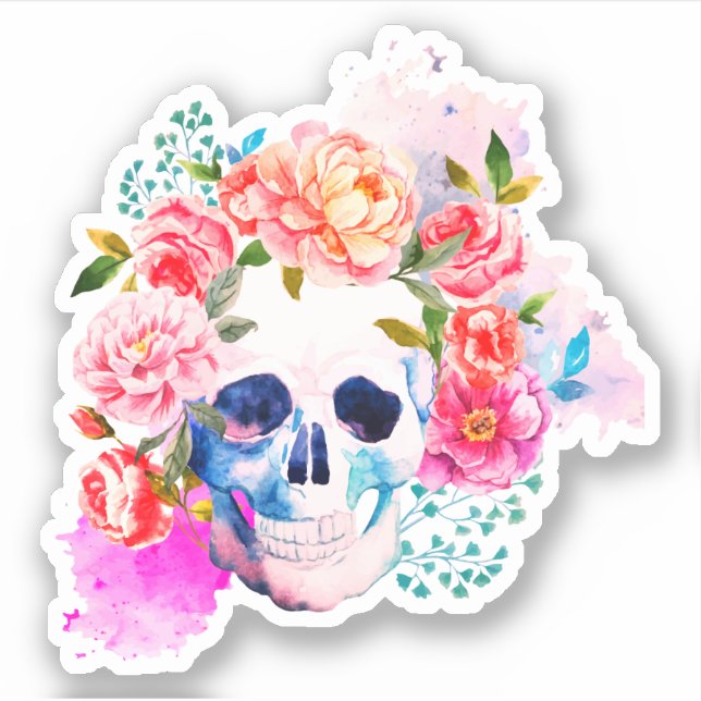 Pegatina Calavera floral (Anverso)