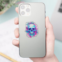 Calavera floral al estilo de la onda de vapor