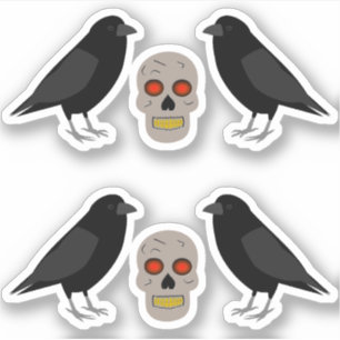 Pegatina Calavera gótica y guardián recorren Halloween