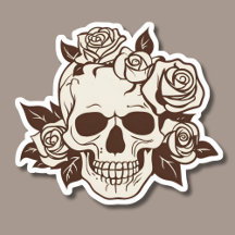 Calavera gótica y Rosas de marfil impermeables