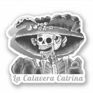 Pegatina Calavera Grey Dia De Los Muertos