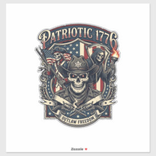 Pegatina Calavera Patriota Fuera de la Ley Sheriff Patriota