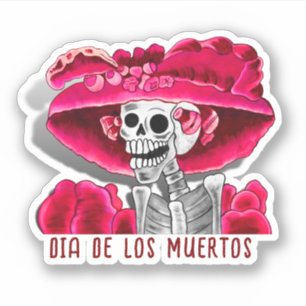 Pegatina Calavera Red Dia De Los Muertos