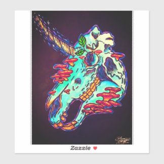 Pegatina Calavera unicornia pintada a mano