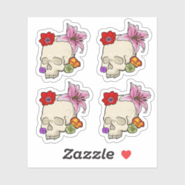 Pegatina Calavera y Flora