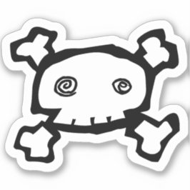 Pegatina Calavera y huesos cruzados de ojos espirales